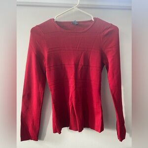 Slim Fit Red Long-Sleeve Knit Top